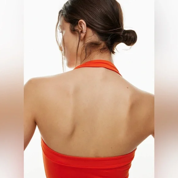 Aritzia Babaton Contour Harmonize Halter Top - Orange Square Neck - Picture 12 of 14